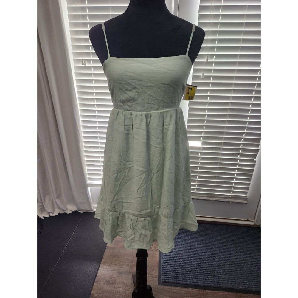 Love Tree Sage Green Open-Back Mini Dress - Size L